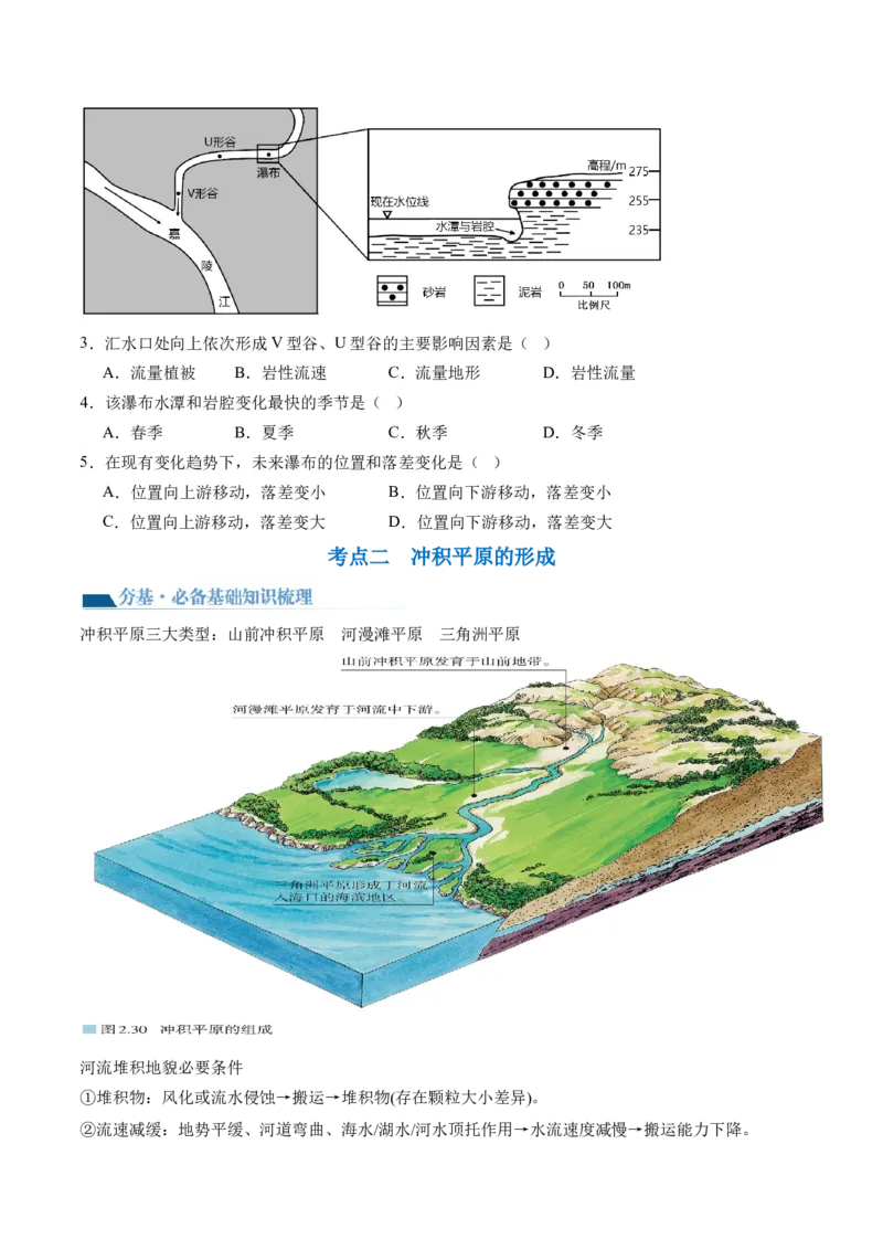 第15讲河流地貌的发育及河流冲淤（讲义）（原卷版）_9.2025地理总复习_2024年新高考资料_1.2024一轮复习_2024年高考地理一轮复习讲练测（新教材新高考）