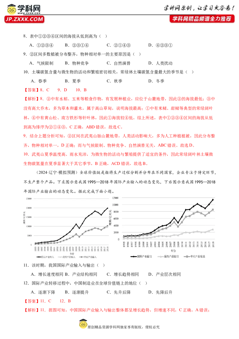 培优冲刺专练04考前押题专练（解析版）_9.2025地理总复习_2024年新高考资料_5.2024三轮冲刺_查漏补缺2024年高考地理复习冲刺过关（新高考通用）