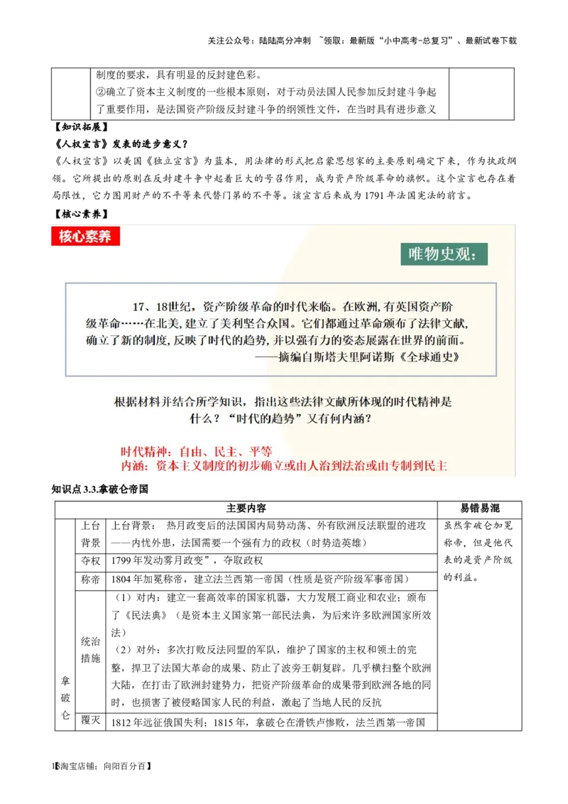 （讲义）专题21资本主义制度的初步确立（解析版）_02中考总复习（2026版更新中）_06-历史-中考总复习_2024年中考复习资料_一轮复习_配套讲义（原卷版+解析版）_教师版（含答案解析）