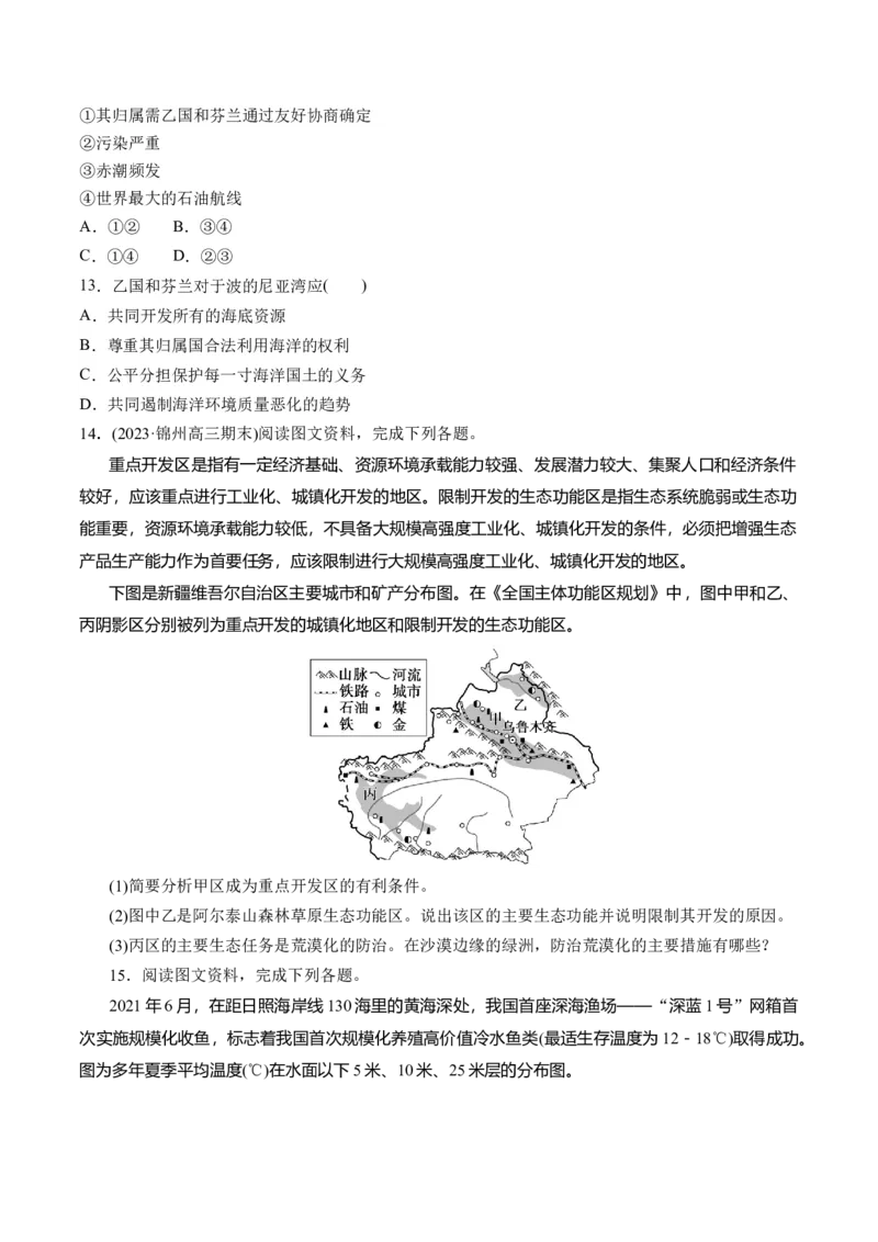 第30讲中国国家发展战略举例（练习）（原卷版）_9.2025地理总复习_2024年新高考资料_1.2024一轮复习_2024年高考地理一轮复习讲练测（新教材新高考）