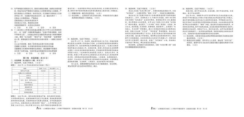 1号卷&middot;A10联盟2021级高二上学期开学摸底联考思想政治_8.2025政治总复习_政治高考模拟题_老高考_2023年_2023安徽省高二A10联盟开学摸底考政治_2023安徽省高二A10联盟开学摸底考政治