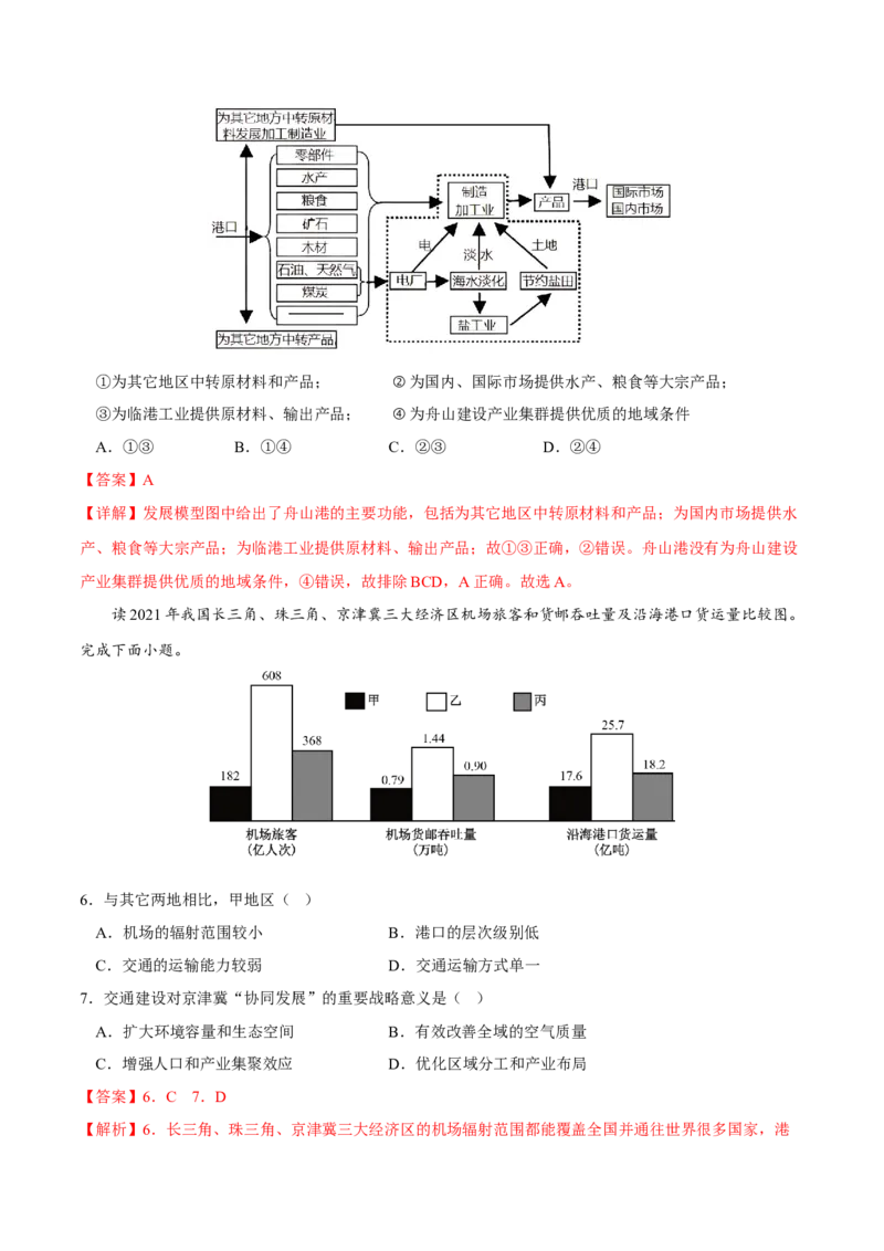 港口-2023年高三地理二轮小专题练习（新课标）（解析版)_9.2025地理总复习_2023年新高考复习资料_二轮复习_寒假小练2023年高三地理二轮小专题练习（新课标）291470456