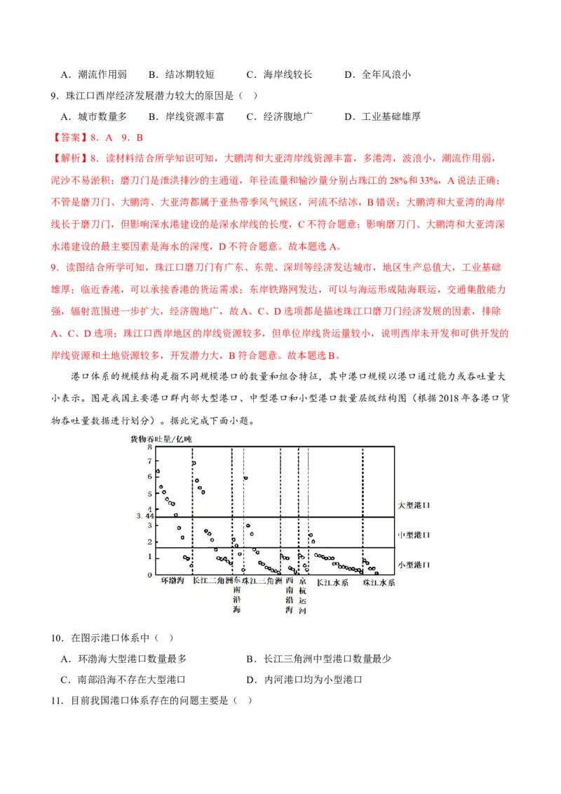 港口-2023年高三地理二轮小专题练习（新课标）（解析版)_9.2025地理总复习_2023年新高考复习资料_二轮复习_寒假小练2023年高三地理二轮小专题练习（新课标）291470456