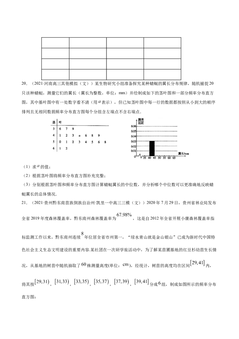 专题09概率与统计-2021年高考真题和模拟题数学（文）分项汇编（全国通用）（原卷版）_2.2025数学总复习_2023年新高考资料_一轮复习_2023新高考一轮复习讲义+课件