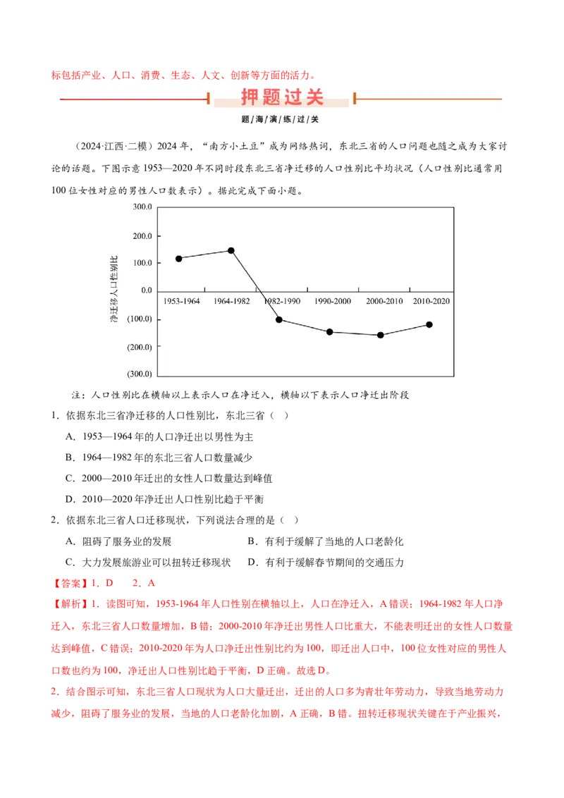 押新高考04人口与城市-备战2024年高考地理临考题号押题（新高考通用）（解析版）_9.2025地理总复习_2024年新高考资料_5.2024三轮冲刺