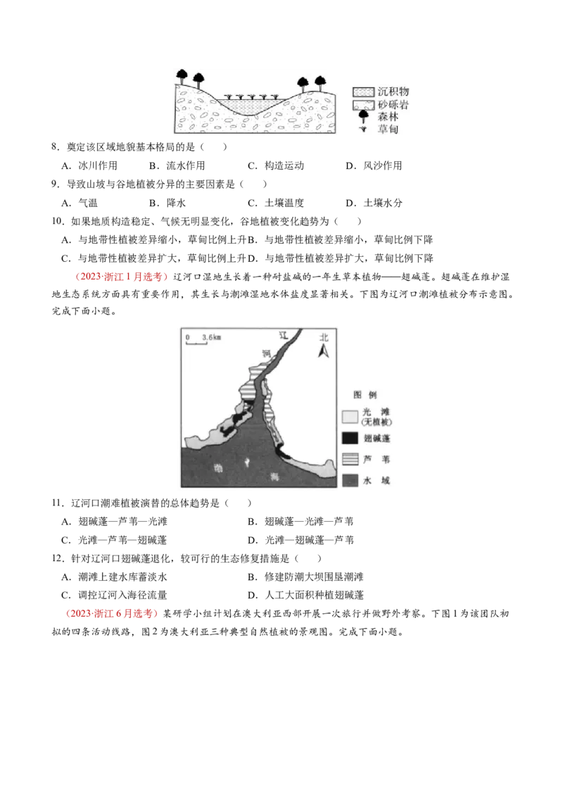 查补知识&middot;通关练专题05地理环境的整体性和差异性（原卷版）_9.2025地理总复习_2024年新高考资料_5.2024三轮冲刺_查漏补缺2024年高考地理复习冲刺过关（新高考通用）