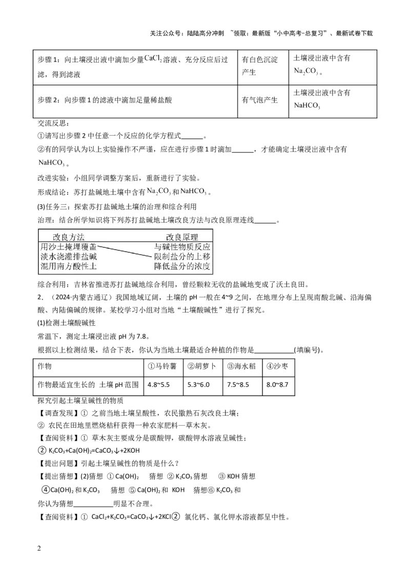 题型06科学探究题（原卷版）_02中考总复习（2026版更新中）_05-化学-中考总复习_2025年中考复习资料_备战2025年中考化学真题题源解密