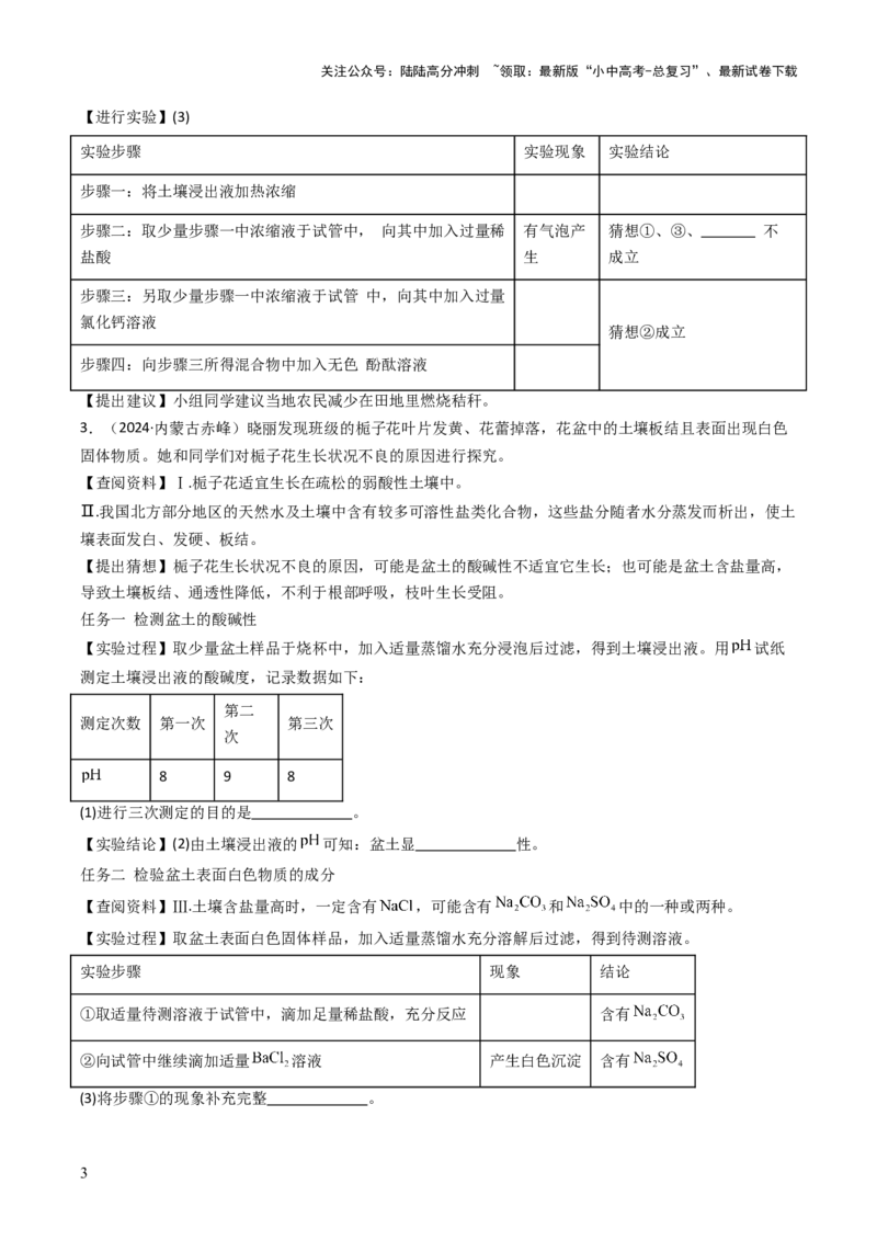 题型06科学探究题（原卷版）_02中考总复习（2026版更新中）_05-化学-中考总复习_2025年中考复习资料_备战2025年中考化学真题题源解密