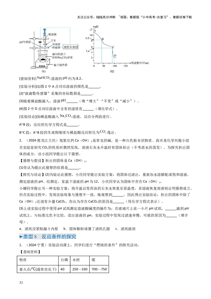 题型06科学探究题（原卷版）_02中考总复习（2026版更新中）_05-化学-中考总复习_2025年中考复习资料_备战2025年中考化学真题题源解密