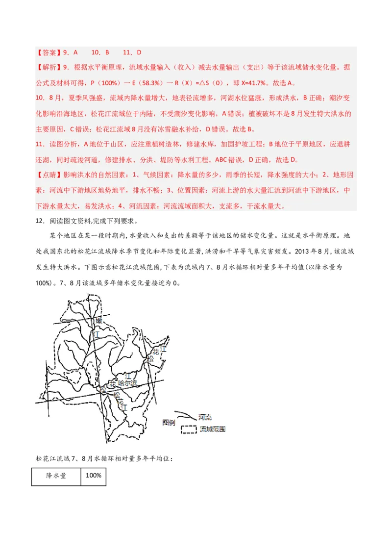 热点专项04（二）水量平衡-2024年高考地理一轮复习考点通关卷（新高考通用）（解析版）_9.2025地理总复习_2024年新高考资料_1.2024一轮复习