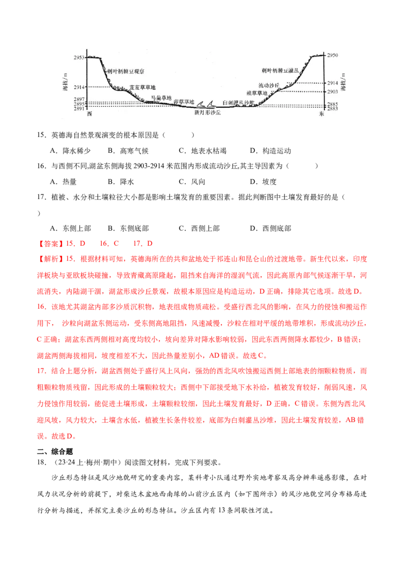 微专题沙丘的形成原因分析（解析版）_9.2025地理总复习_2024年新高考资料_3.2024专项复习_备战2024年高考地理总复习专题考点+微专题集成讲练辑