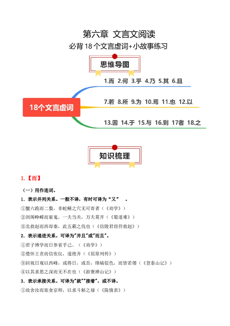 专题09：必背18个文言虚词+小故事练习（解析版）-上好课2025年高考语文一轮复习知识清单_1.2025语文总复习_2025年新高考资料_一轮复习_2025年高考语文一轮复习知识清单