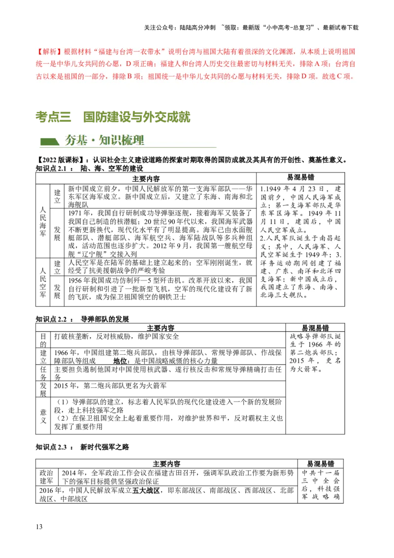 （讲义）专题16民族团结与祖国统一、国防建设与外交成就（解析版）_02中考总复习（2026版更新中）_06-历史-中考总复习_2024年中考复习资料_一轮复习_配套讲义（原卷版+解析版）