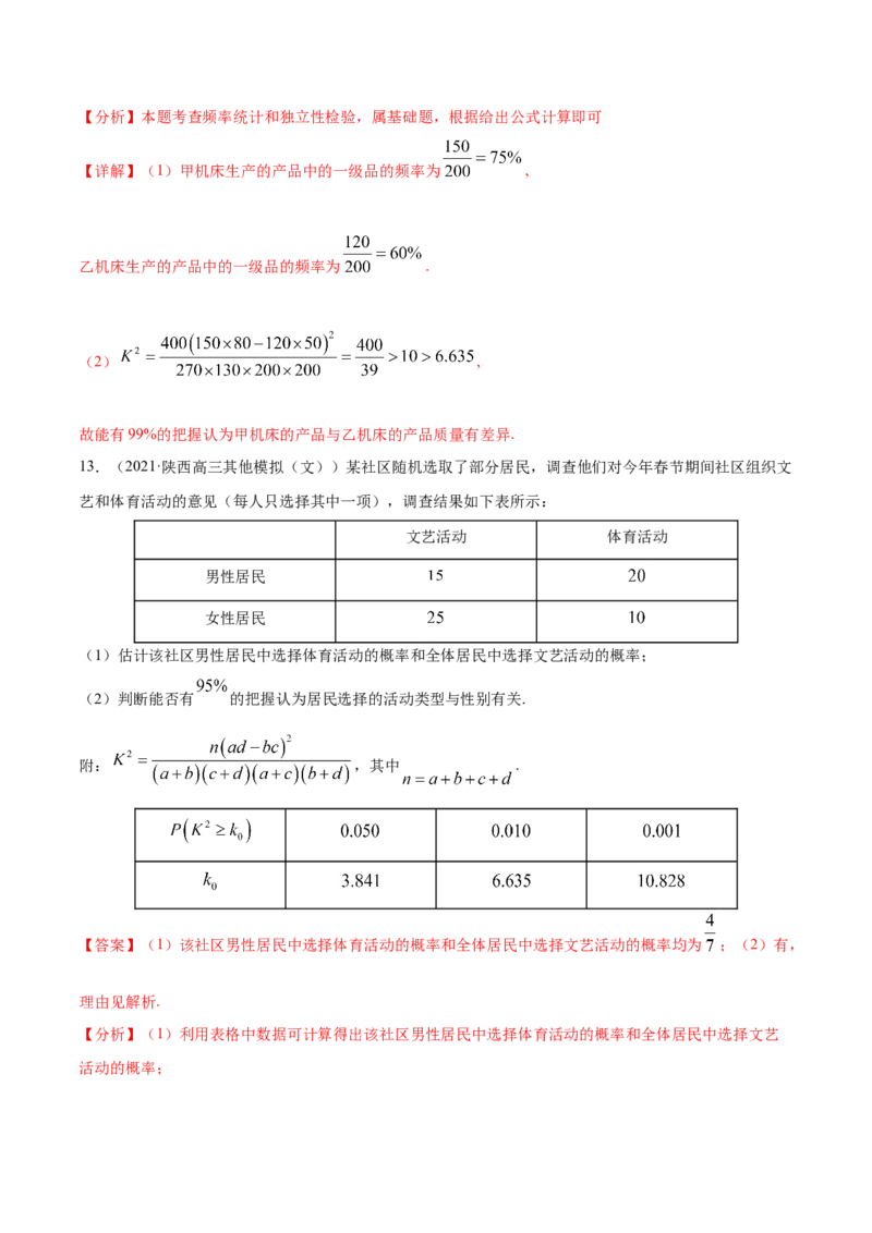 专题09概率与统计-2021年高考真题和模拟题数学（文）分项汇编（全国通用）（解析版）_2.2025数学总复习_2023年新高考资料_一轮复习_2023新高考一轮复习讲义+课件