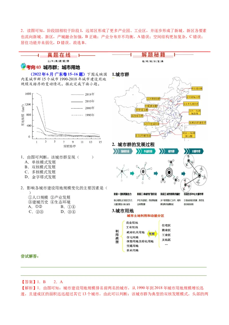 押广东卷第15~16题人口与城市（城镇化、人口迁移、乡村振兴等等）-备战2024年高考地理临考题号押题（广东卷）（解析版）_9.2025地理总复习_2024年新高考资料_5.2024三轮冲刺