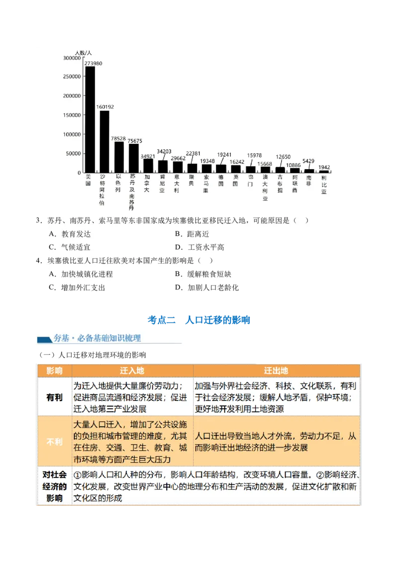 第21讲人口迁移（讲义）（原卷版）_9.2025地理总复习_2024年新高考资料_1.2024一轮复习_2024年高考地理一轮复习讲练测（新教材新高考）