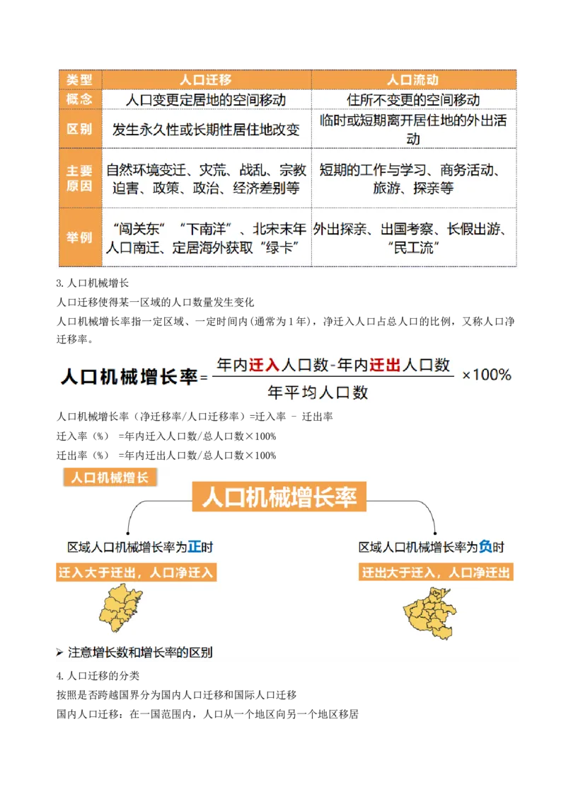 第21讲人口迁移（讲义）（原卷版）_9.2025地理总复习_2024年新高考资料_1.2024一轮复习_2024年高考地理一轮复习讲练测（新教材新高考）