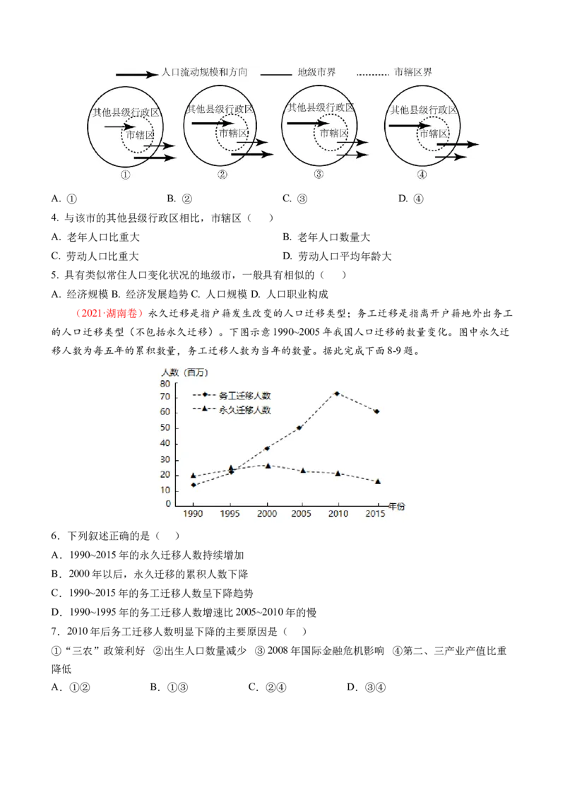 第21讲人口迁移（讲义）（原卷版）_9.2025地理总复习_2024年新高考资料_1.2024一轮复习_2024年高考地理一轮复习讲练测（新教材新高考）