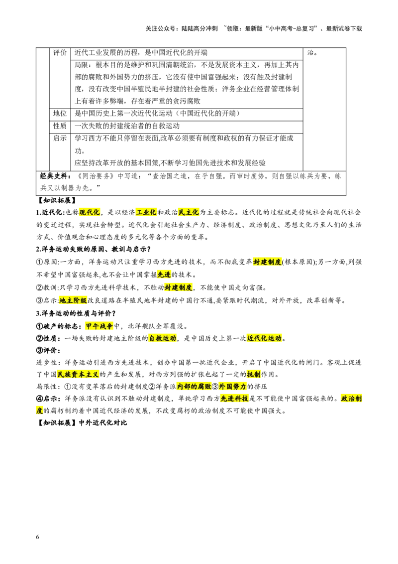 （讲义）专题08近代化的早期探索与民族危机的加剧（原卷版）_02中考总复习（2026版更新中）_06-历史-中考总复习_2024年中考复习资料_一轮复习_配套讲义（原卷版+解析版）