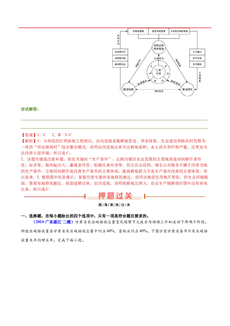 押广东卷第13~14题农业产业活动（生物、植被与土壤等）-备战2024年高考地理临考题号押题（广东卷）解析版_9.2025地理总复习_2024年新高考资料_5.2024三轮冲刺