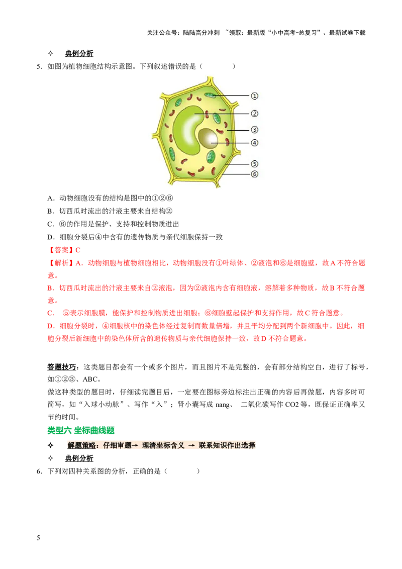 题型技巧与培训（讲练）（解析版）_02中考总复习（2026版更新中）_08-生物-中考总复习_2025中考复习资料_2025中考二轮课件ppt+讲义+练习生物_测试