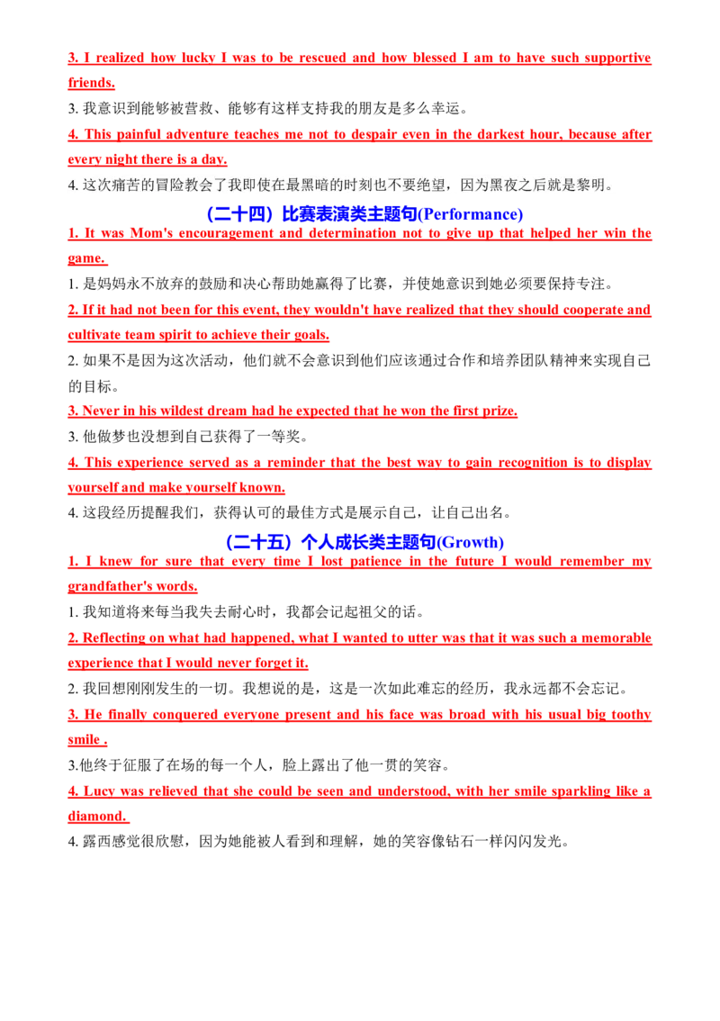 专题50读后续写动作心理描写20类主题升华100句背诵版_3.2025英语总复习_2025年新高考资料_一轮复习_2025年高考英语一轮复习知识清单