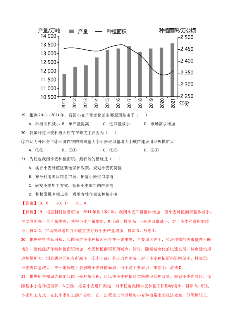 热点专项18（一）中国的粮食安全-2024年高考地理一轮复习考点通关卷（新高考通用）（解析版）_9.2025地理总复习_2024年新高考资料_1.2024一轮复习