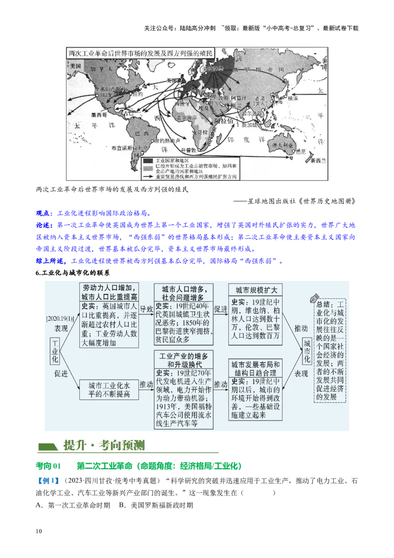 （讲义）专题24第二次工业革命和近代科学文化（原卷版）_02中考总复习（2026版更新中）_06-历史-中考总复习_2024年中考复习资料_一轮复习_配套讲义（原卷版+解析版）