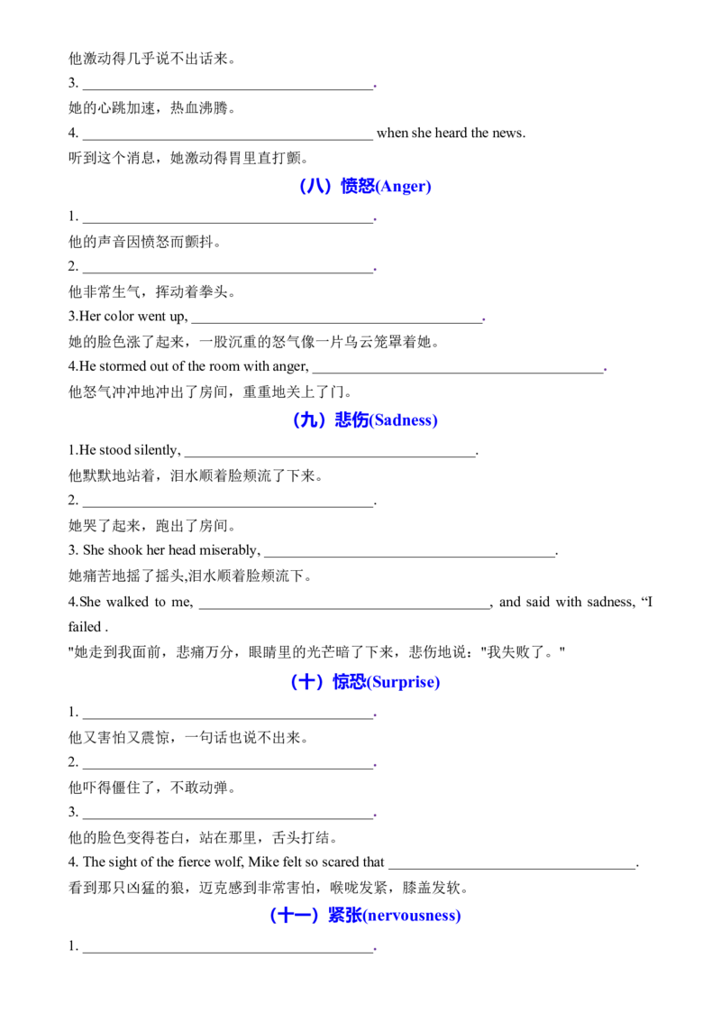 专题50读后续写动作心理描写20类主题升华100句默写版_3.2025英语总复习_2025年新高考资料_一轮复习_2025年高考英语一轮复习知识清单