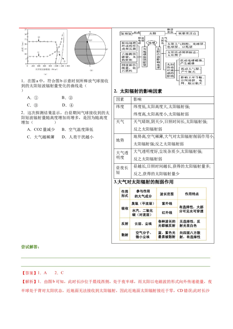 押广东卷第7~8题地球运动（太阳辐射、大气的垂直分层、地球自转和公转的意义）-备战2024年高考临考题号押题（解析版）_9.2025地理总复习_2024年新高考资料_5.2024三轮冲刺