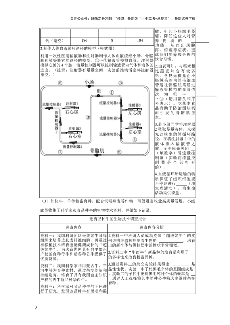 题型05资料分析（原卷版）_02中考总复习（2026版更新中）_08-生物-中考总复习_2024年中考复习资料_专项复习_备战2024年中考生物真题题源解密