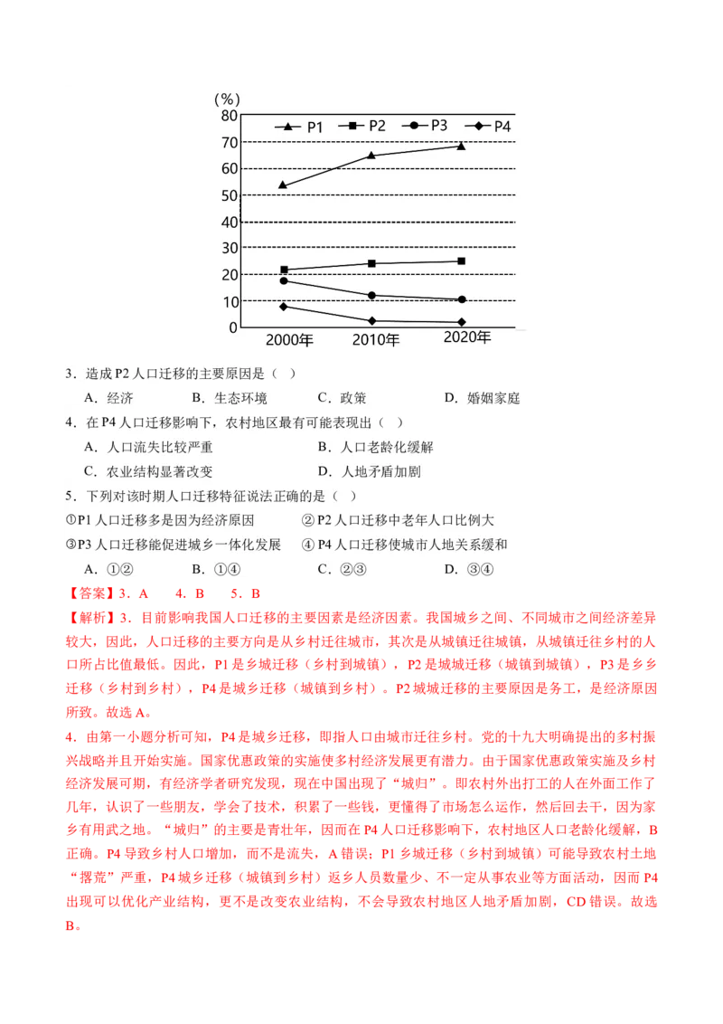 第21讲人口迁移（练习）（解析版）_9.2025地理总复习_2024年新高考资料_1.2024一轮复习_2024年高考地理一轮复习讲练测（新教材新高考）