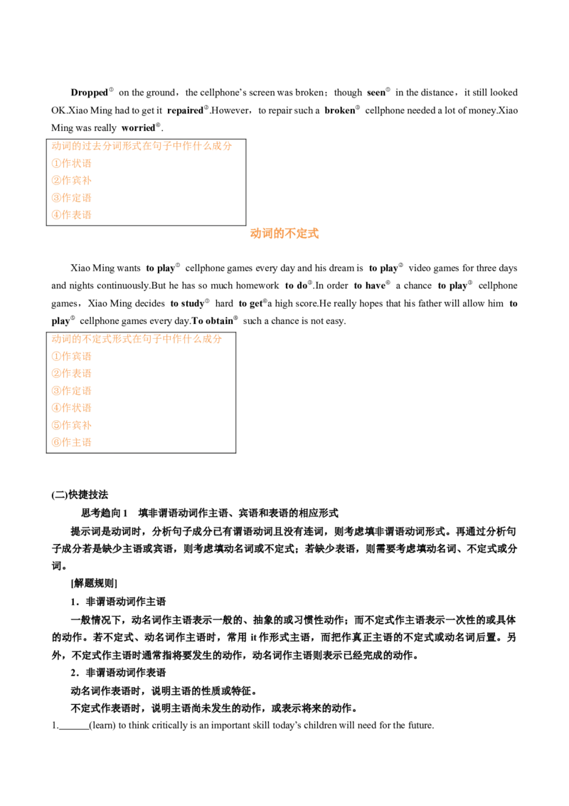 专题38.非谓语动词考点运用（学生版）---2023届高三英语总复习（人教版2019）_3.2025英语总复习_2023年新高考资料_专项复习_2023届高三英语总复习