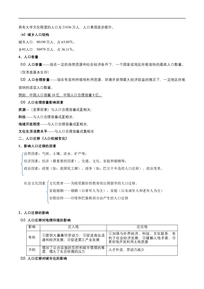 第16讲人口的增长和迁移-备战2023年高考地理一轮复习讲义+练习（全国通用）（原卷版）_9.2025地理总复习_赠品通用版（老高考）复习资料_一轮复习