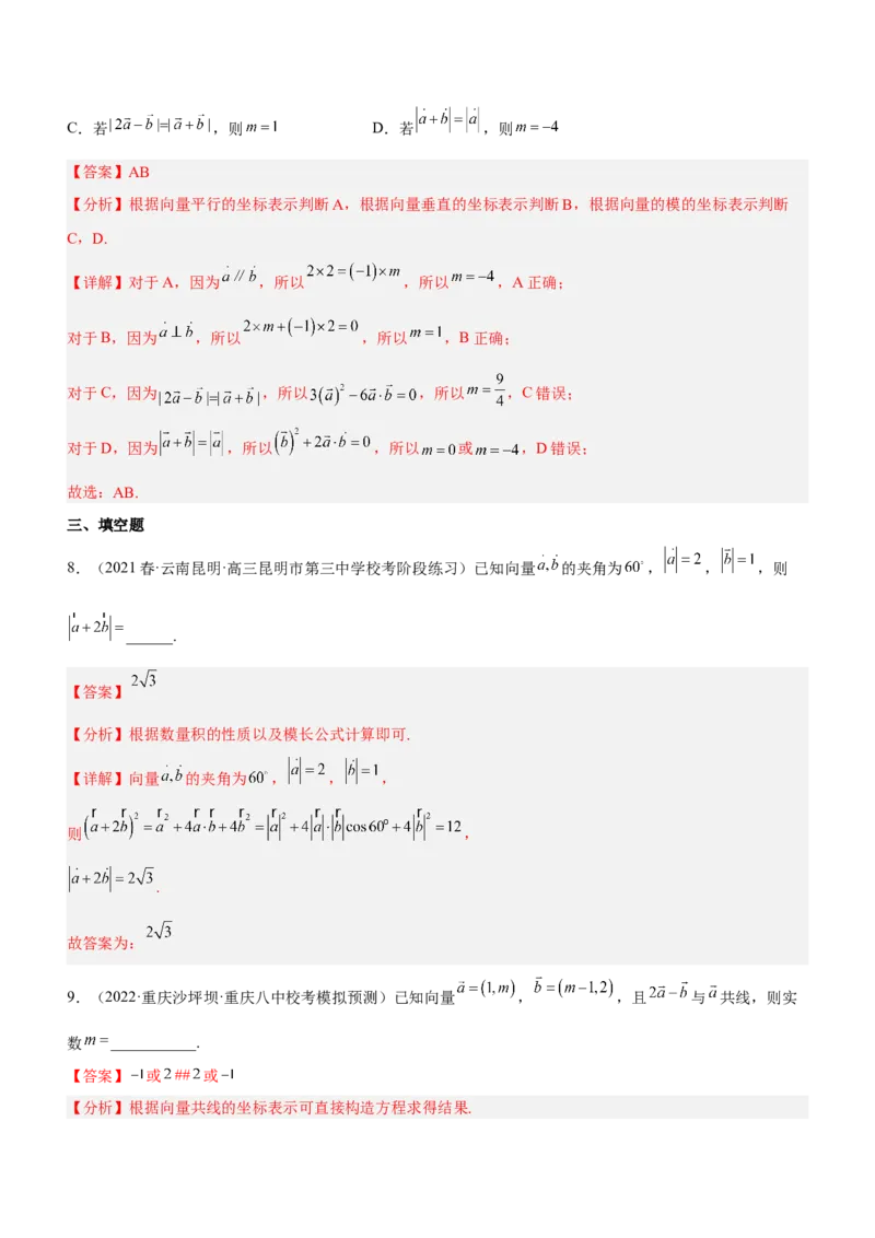 专题11平面向量综合问题（练）解析版_2.2025数学总复习_2023年新高考资料_二轮复习_备战2023年高考数学二轮复习考点精讲练（新教材&middot;新高考）