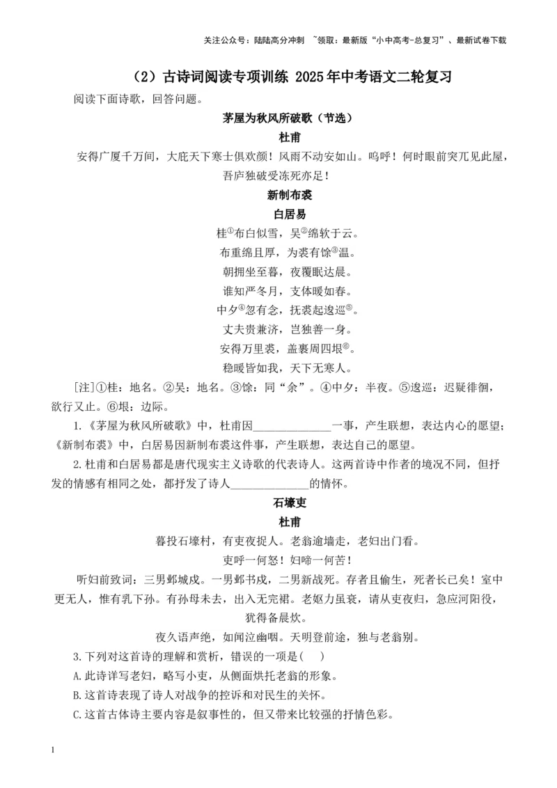 （2）古诗词阅读专项训练2025年中考语文二轮复习（含解析）_02中考总复习（2026版更新中）_01-语文-中考总复习_2025年中考资料_中考文言文专项