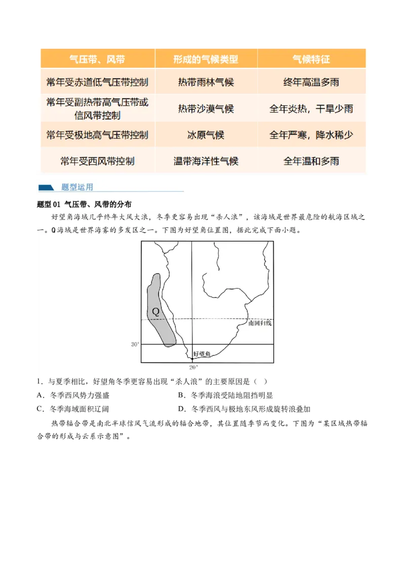 第08讲大气环流与气候（讲义）（原卷版）_9.2025地理总复习_2024年新高考资料_1.2024一轮复习_2024年高考地理一轮复习讲练测（新教材新高考）