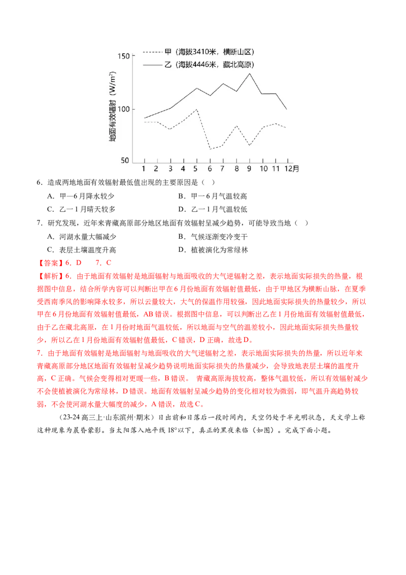 第06讲大气的组成、垂直结构及受热过程（练习）（解析版）_9.2025地理总复习_2025年新高考资料_一轮复习_2025年高考地理一轮复习讲练测（新教材新高考）