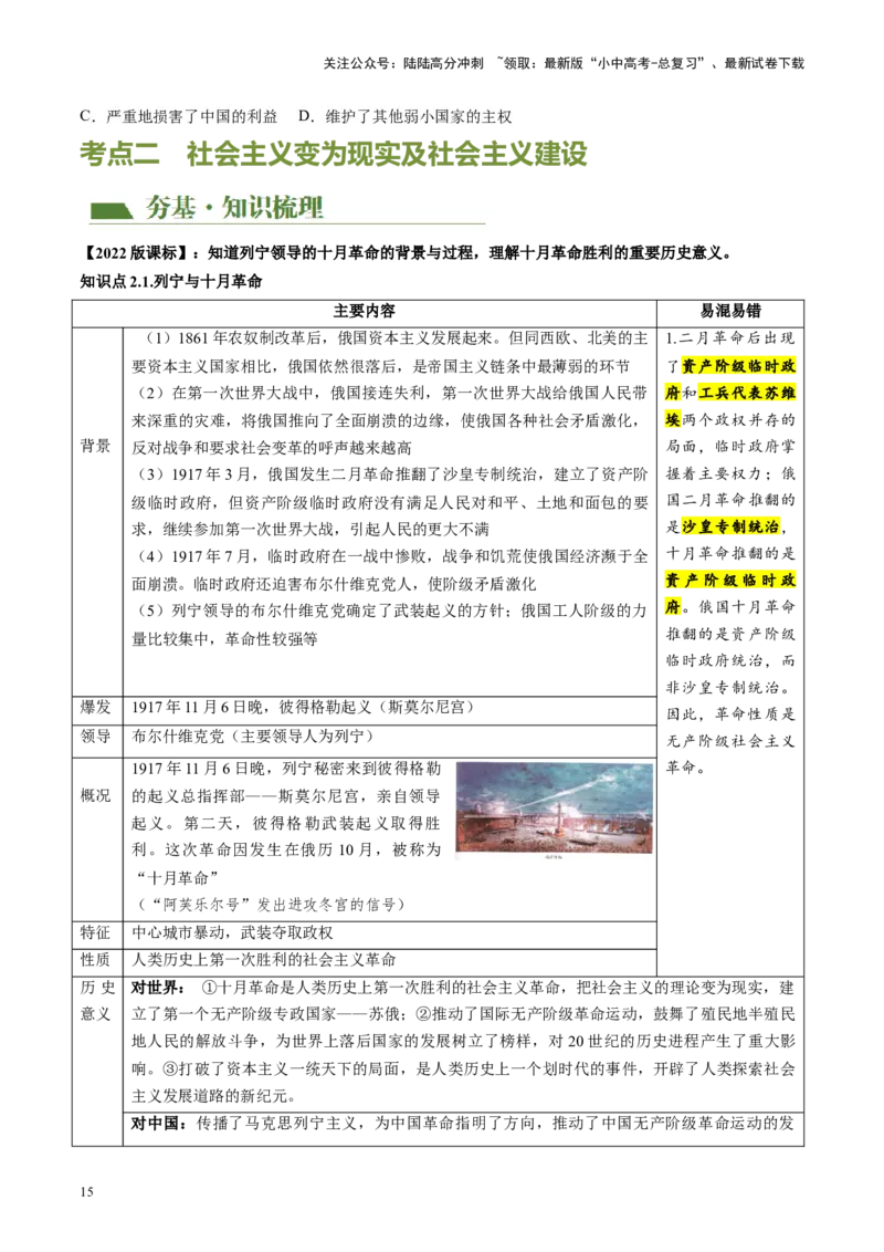 （讲义）专题25第一次世界大战和战后初期的世界（原卷版）_02中考总复习（2026版更新中）_06-历史-中考总复习_2024年中考复习资料_一轮复习_配套讲义（原卷版+解析版）