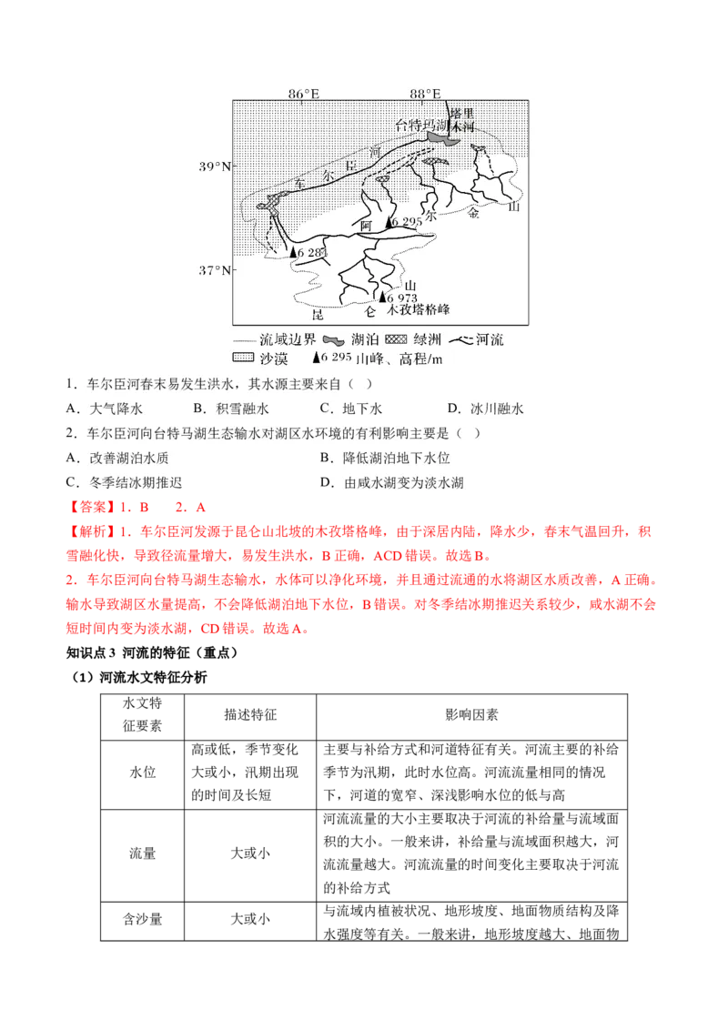 第10讲水循环和水量平衡（讲义）（解析版）_9.2025地理总复习_2024年新高考资料_1.2024一轮复习_2024年高考地理一轮复习讲练测（新教材新高考）