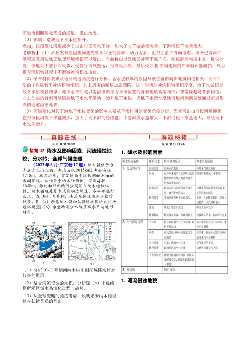 第17题水文现象研究（水系、水文特征、湖泊、河口等）-备战2024年高考地理临考题号押题（广东卷）（解析版）_9.2025地理总复习_2024年新高考资料_5.2024三轮冲刺