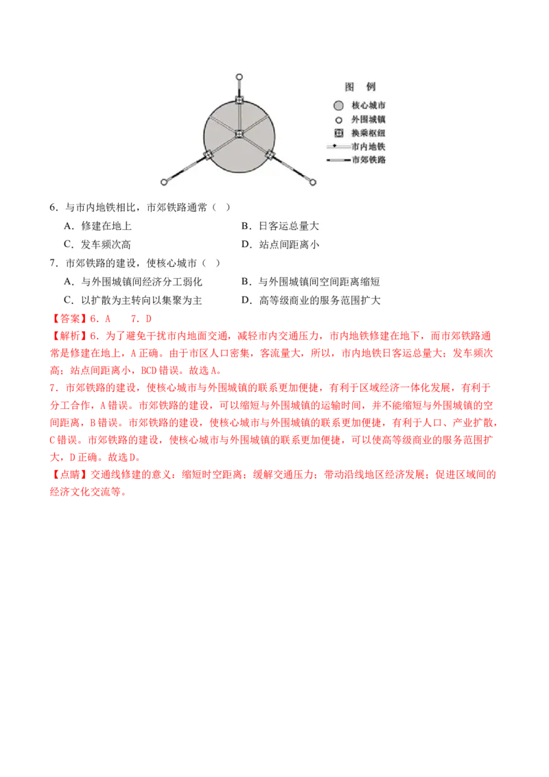 第28讲交通运输布局对区域发展的影响（练习）（解析版）_9.2025地理总复习_2024年新高考资料_1.2024一轮复习_2024年高考地理一轮复习讲练测（新教材新高考）