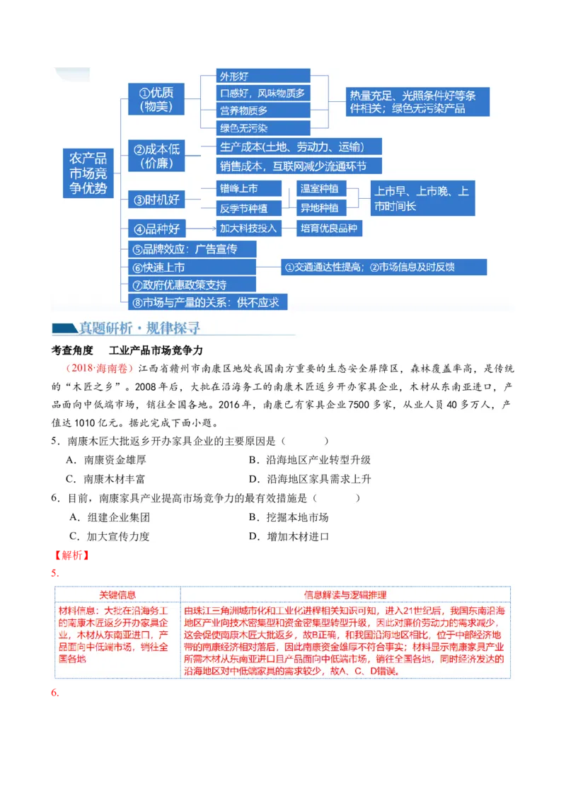微专题农业技术、市场竞争力、新型服务业（讲义）（解析版）_9.2025地理总复习_2024年新高考资料_2.2024二轮复习_2024年高考地理二轮复习讲练测（新教材新高考）_微专题
