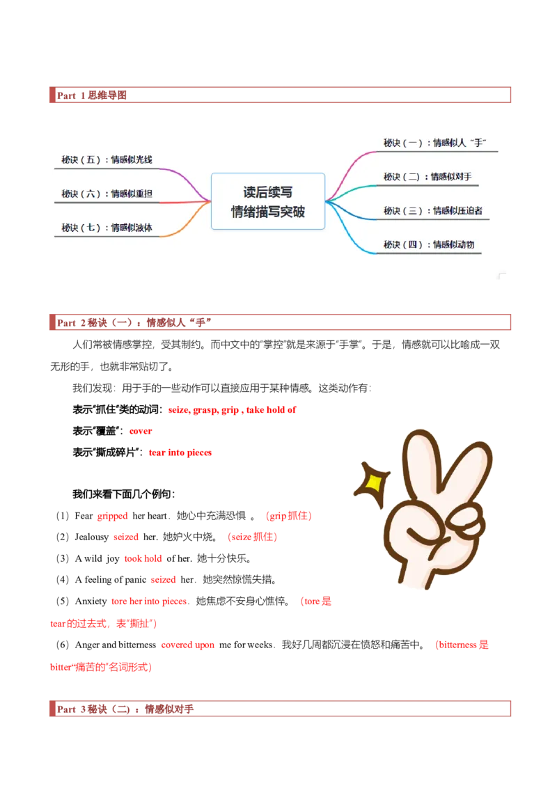 专题31读后续写02情绪描写突破（原卷版）_3.2025英语总复习_2023年新高考资料_二轮复习_2023年高考英语毕业班二轮热点题型归纳与变式演练（新高考专用）288150943