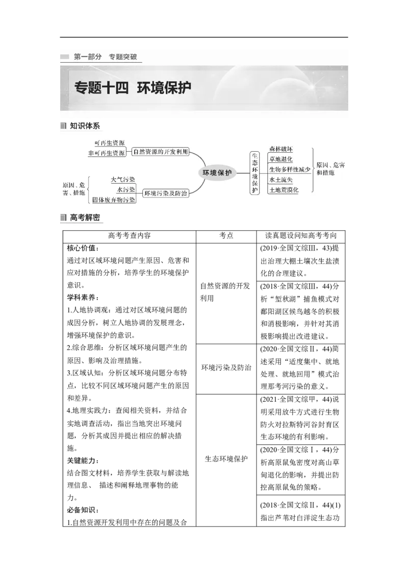 第1部分专题14考点1　自然资源的开发利用_9.2025地理总复习_赠品通用版（老高考）复习资料_二轮复习_2023年高考地理二轮复习讲义+课件（全国版）_学生版_学生用书Word版文档