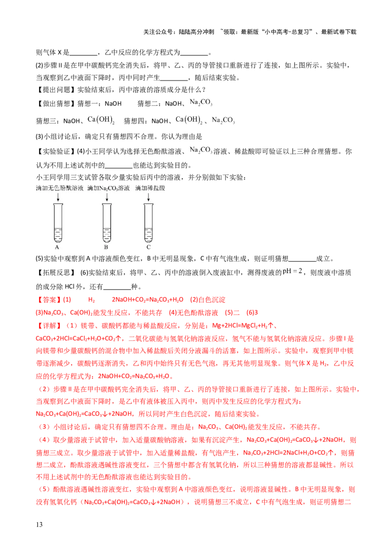 题型06科学探究题（解析版）_02中考总复习（2026版更新中）_05-化学-中考总复习_2025年中考复习资料_备战2025年中考化学真题题源解密