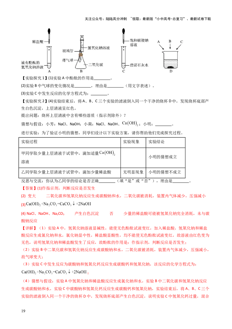 题型06科学探究题（解析版）_02中考总复习（2026版更新中）_05-化学-中考总复习_2025年中考复习资料_备战2025年中考化学真题题源解密