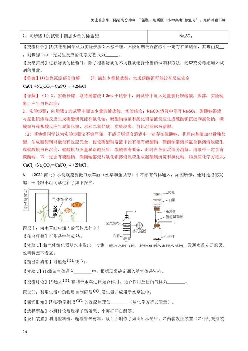 题型06科学探究题（解析版）_02中考总复习（2026版更新中）_05-化学-中考总复习_2025年中考复习资料_备战2025年中考化学真题题源解密