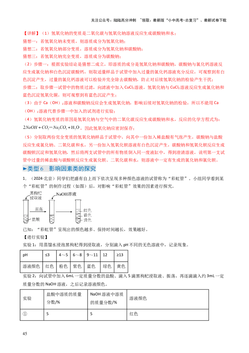 题型06科学探究题（解析版）_02中考总复习（2026版更新中）_05-化学-中考总复习_2025年中考复习资料_备战2025年中考化学真题题源解密