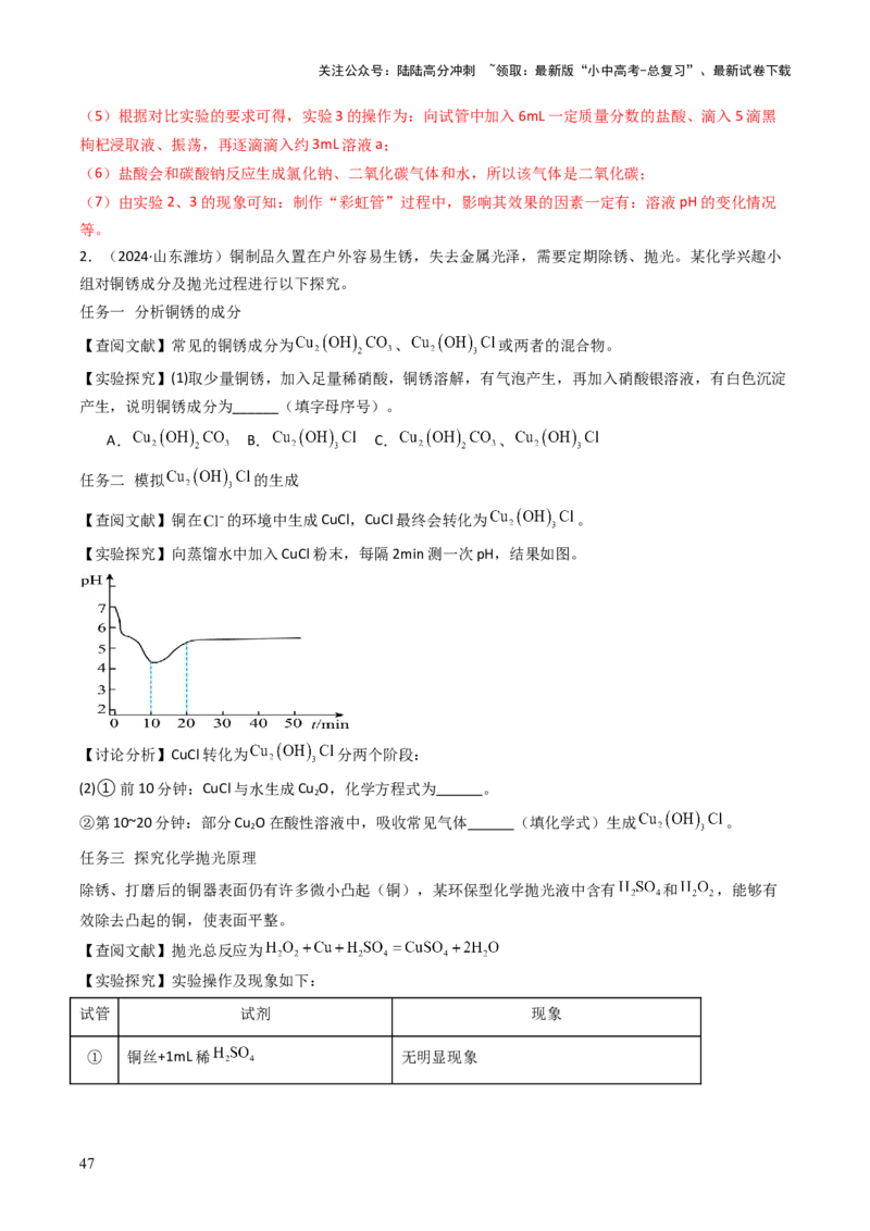 题型06科学探究题（解析版）_02中考总复习（2026版更新中）_05-化学-中考总复习_2025年中考复习资料_备战2025年中考化学真题题源解密